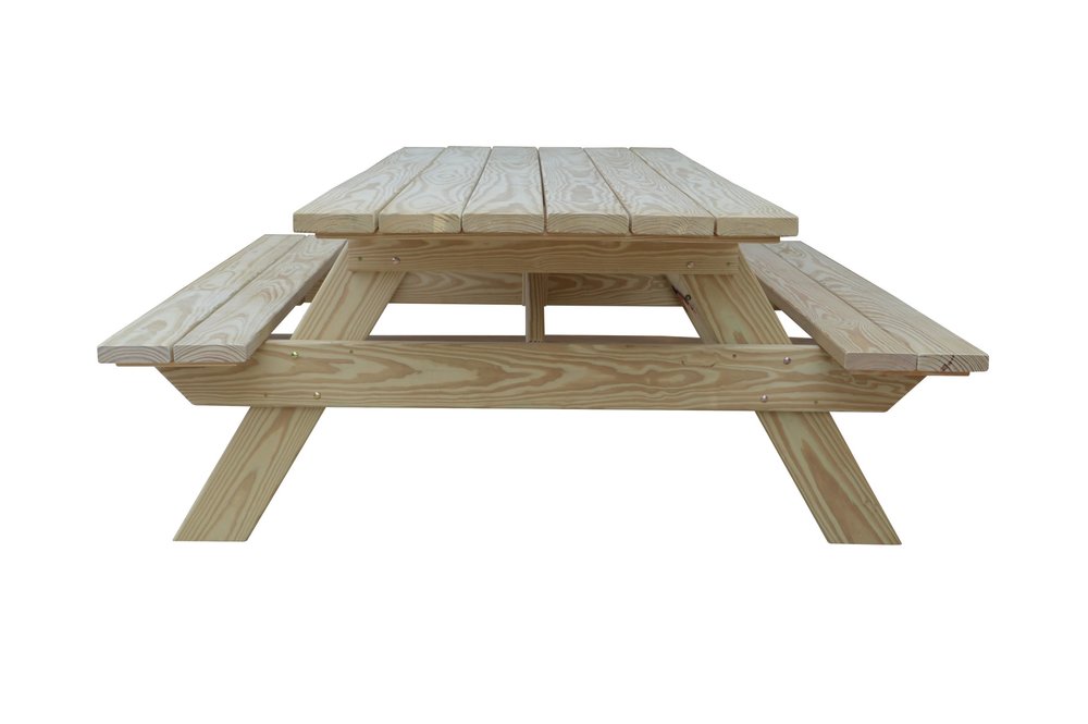 94" Natural Solid Wood Outdoor Picnic Table HomeRoots
