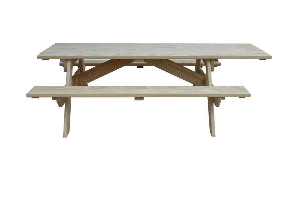 94" Natural Solid Wood Outdoor Picnic Table HomeRoots