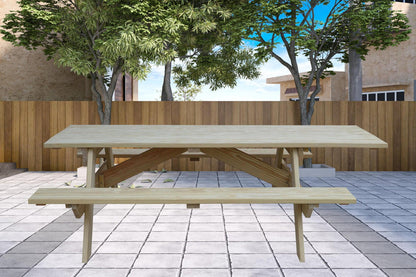 94" Natural Solid Wood Outdoor Picnic Table - FurniFindUSA