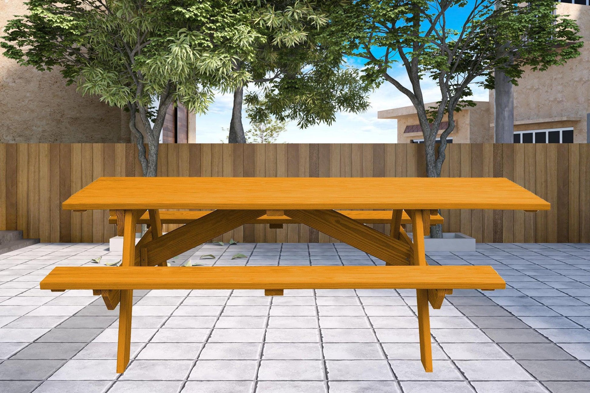 94" Natural Solid Wood Outdoor Picnic Table - FurniFindUSA