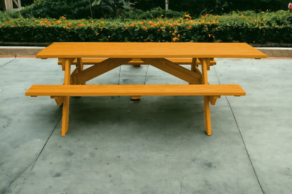 94" Natural Solid Wood Outdoor Picnic Table HomeRoots