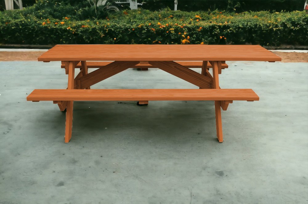 94" Brown Solid Wood Outdoor Picnic Table HomeRoots