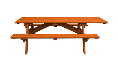94" Redwood Solid Wood Outdoor Picnic Table - FurniFindUSA