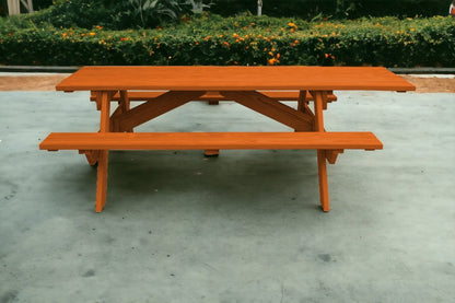 94" Redwood Solid Wood Outdoor Picnic Table HomeRoots