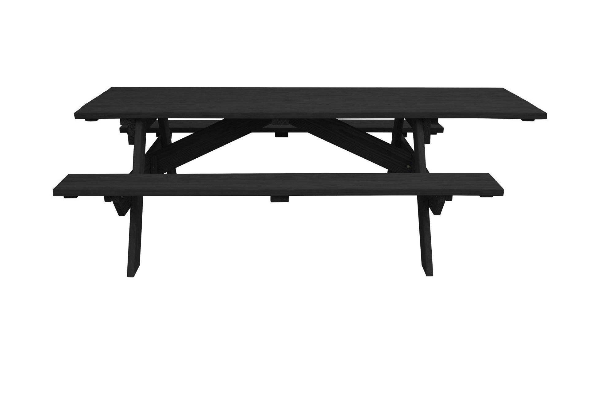 94" Charcoal Solid Wood Outdoor Picnic Table - FurniFindUSA