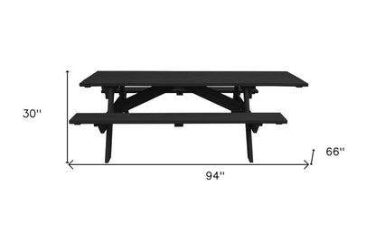 94" Charcoal Solid Wood Outdoor Picnic Table HomeRoots