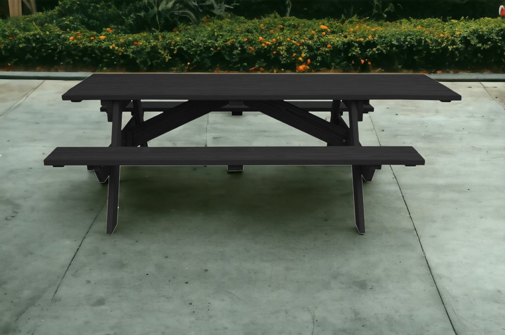 94" Charcoal Solid Wood Outdoor Picnic Table HomeRoots