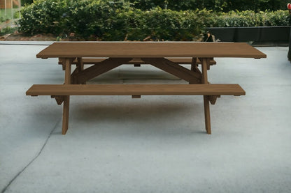 94" Brown Solid Wood Outdoor Picnic Table HomeRoots