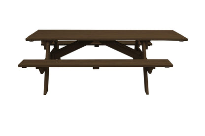 94" Dark Brown Solid Wood Outdoor Picnic Table - FurniFindUSA