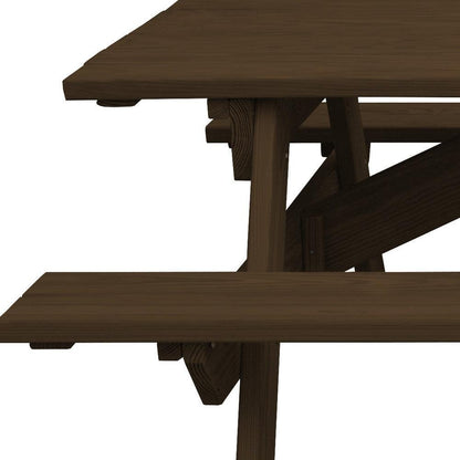 94" Dark Brown Solid Wood Outdoor Picnic Table - FurniFindUSA