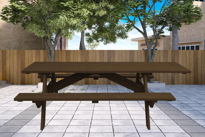 94" Dark Brown Solid Wood Outdoor Picnic Table - FurniFindUSA