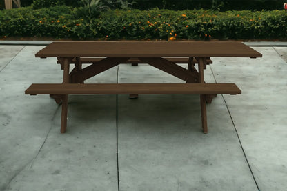 94" Dark Brown Solid Wood Outdoor Picnic Table HomeRoots