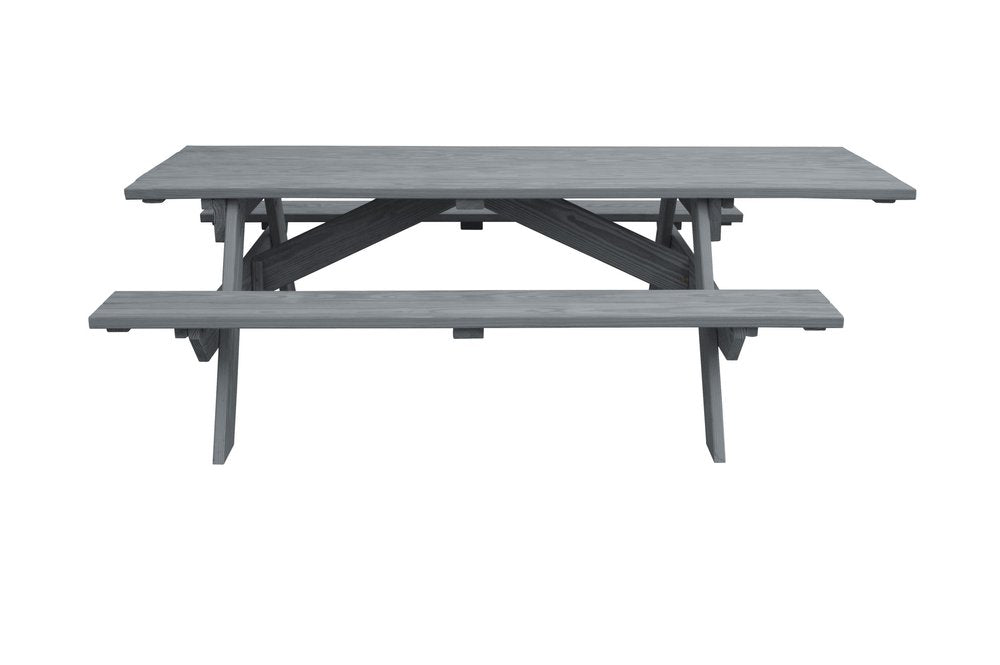 94" Gray Solid Wood Outdoor Picnic Table HomeRoots