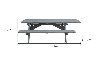 94" Gray Solid Wood Outdoor Picnic Table HomeRoots