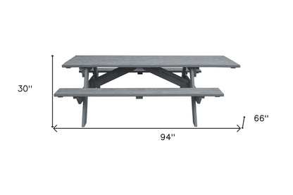 94" Gray Solid Wood Outdoor Picnic Table - FurniFindUSA