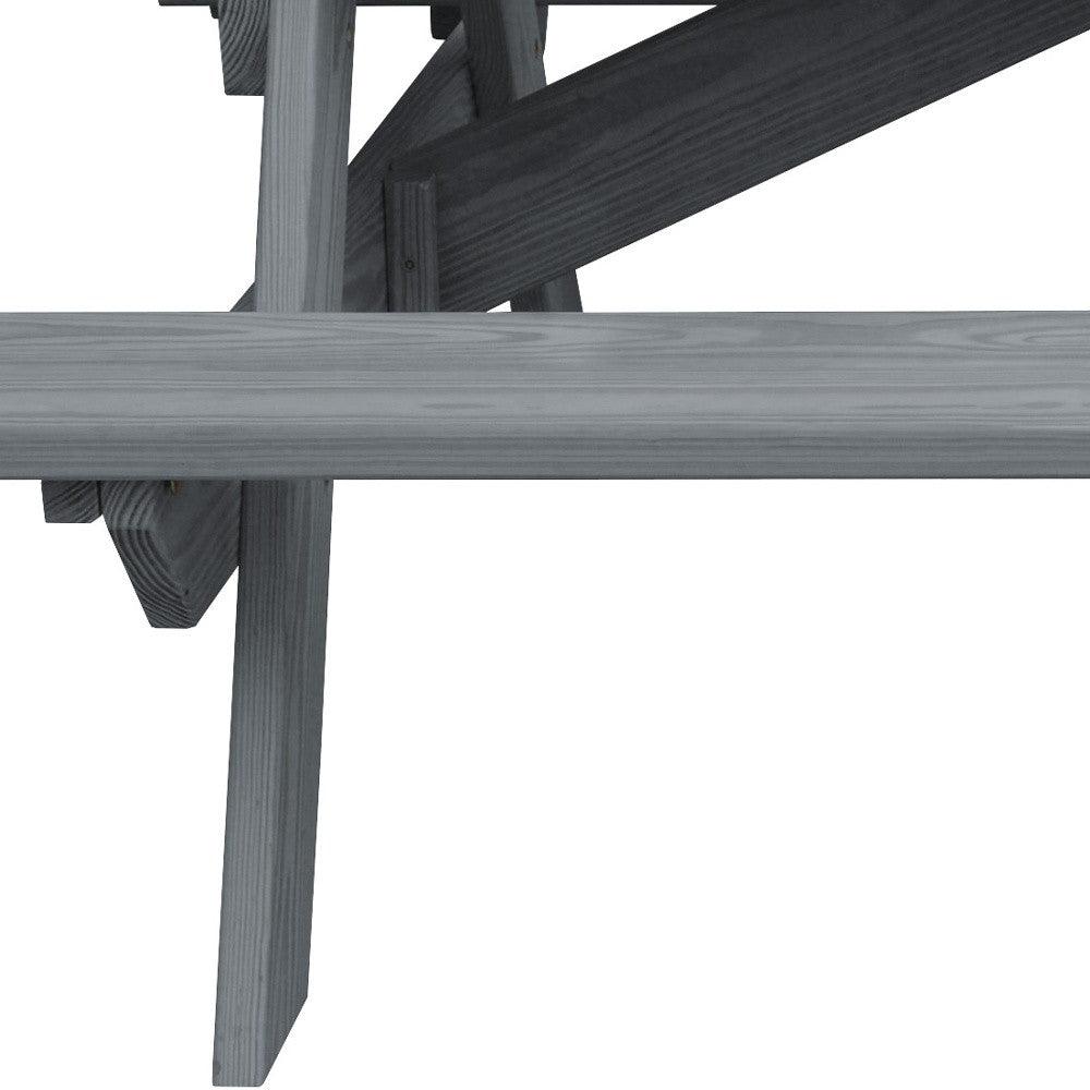 94" Gray Solid Wood Outdoor Picnic Table - FurniFindUSA