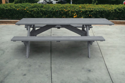 94" Gray Solid Wood Outdoor Picnic Table HomeRoots