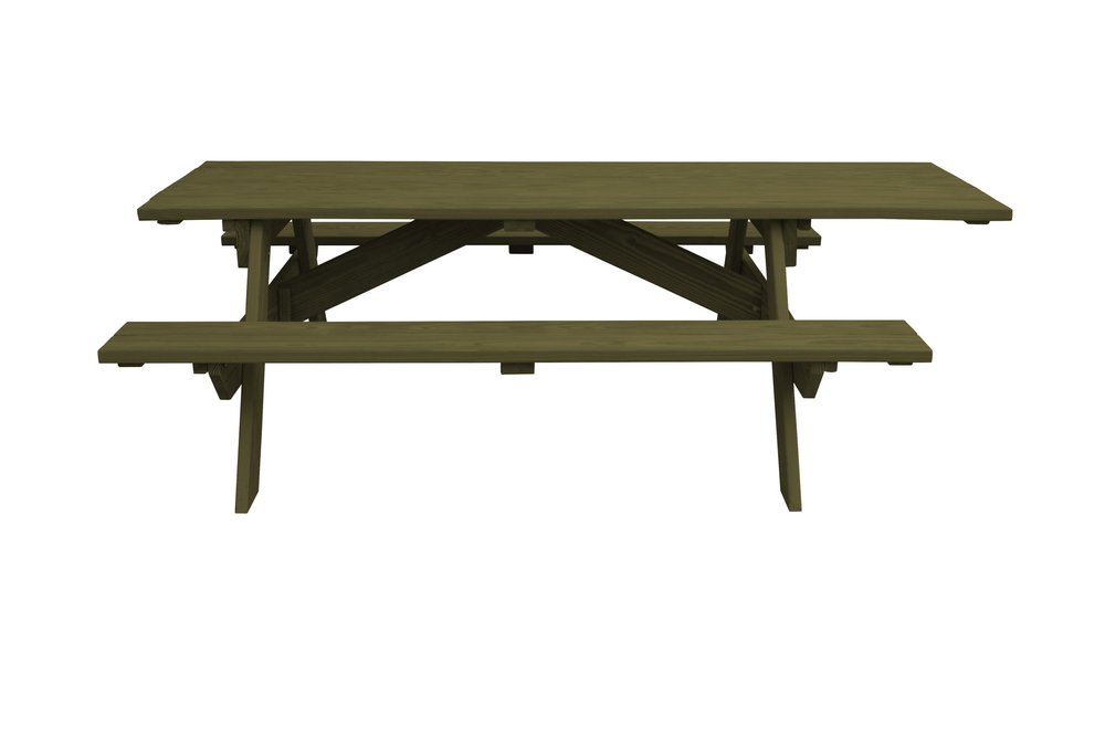 94" Green Solid Wood Outdoor Picnic Table HomeRoots