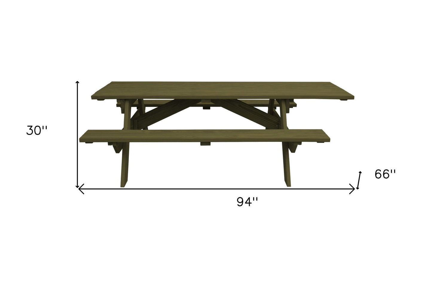 94" Green Solid Wood Outdoor Picnic Table - FurniFindUSA