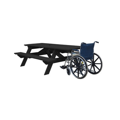 94" Charcoal Solid Wood Outdoor Picnic Table with Umbrella Hole HomeRoots