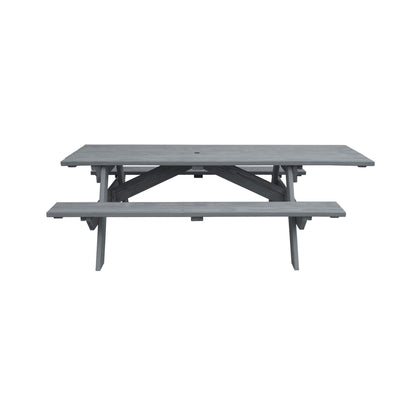 Gray Solid Wood Outdoor Picnic Table Umbrella Hole - FurniFindUSA