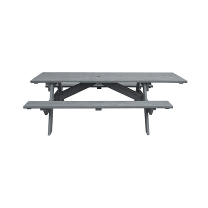Gray Solid Wood Outdoor Picnic Table Umbrella Hole HomeRoots