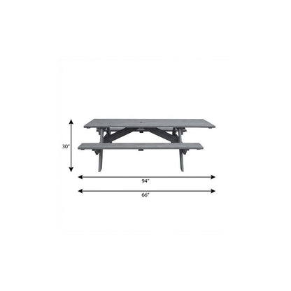 Gray Solid Wood Outdoor Picnic Table Umbrella Hole HomeRoots