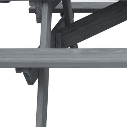 Gray Solid Wood Outdoor Picnic Table Umbrella Hole HomeRoots