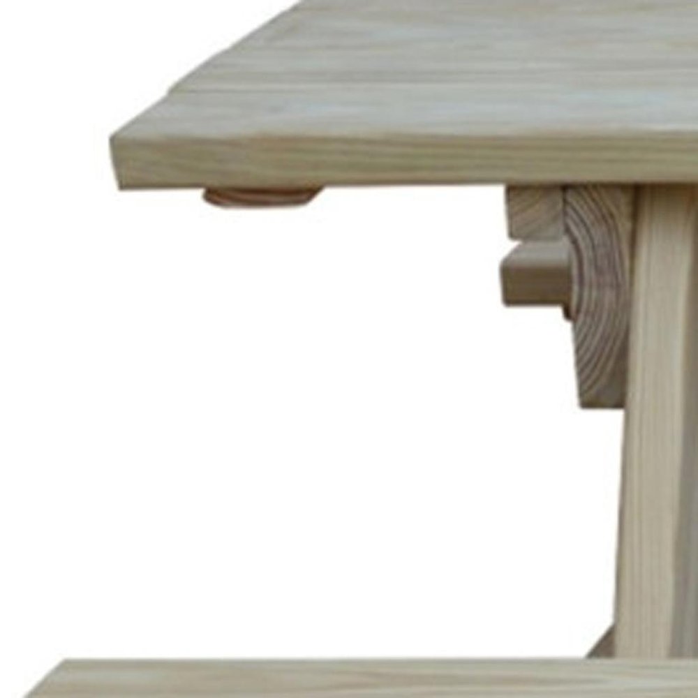 Beige Solid Wood Outdoor Picnic Table Umbrella Hole HomeRoots