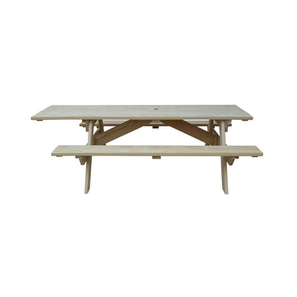 Beige Solid Wood Outdoor Picnic Table Umbrella Hole HomeRoots