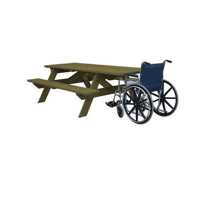 Green Solid Wood Outdoor Picnic Table Umbrella Hole HomeRoots