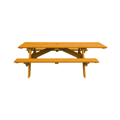 Natural Solid Wood Outdoor Picnic Table Umbrella Hole - FurniFindUSA