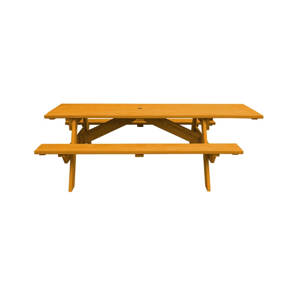 Natural Solid Wood Outdoor Picnic Table Umbrella Hole HomeRoots