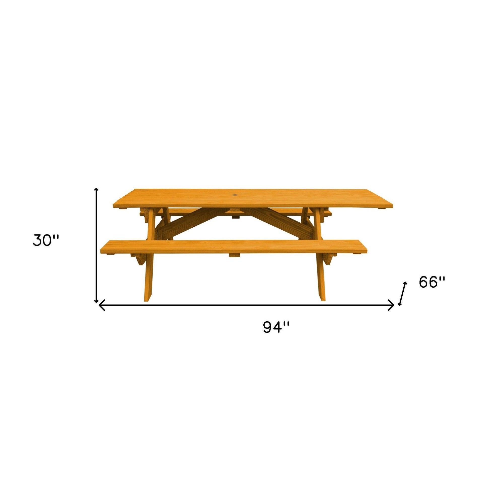 Natural Solid Wood Outdoor Picnic Table Umbrella Hole - FurniFindUSA