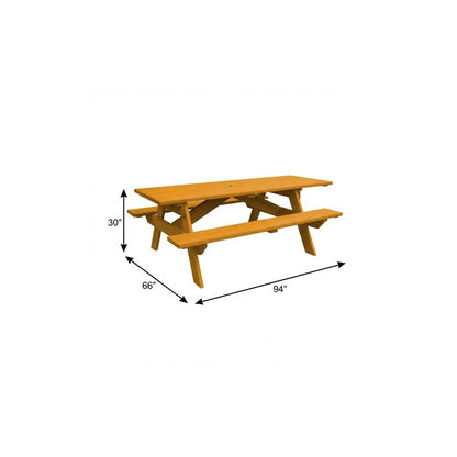 Natural Solid Wood Outdoor Picnic Table Umbrella Hole HomeRoots