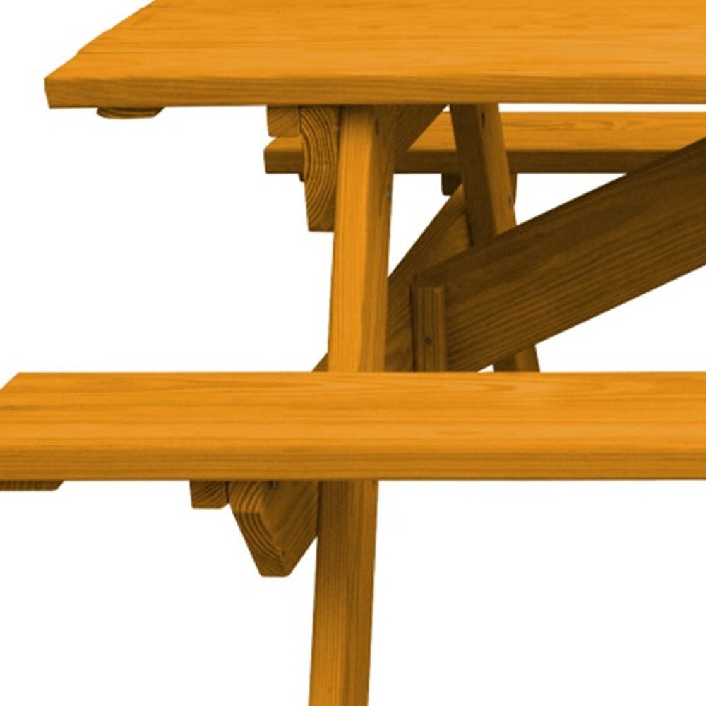 Natural Solid Wood Outdoor Picnic Table Umbrella Hole HomeRoots
