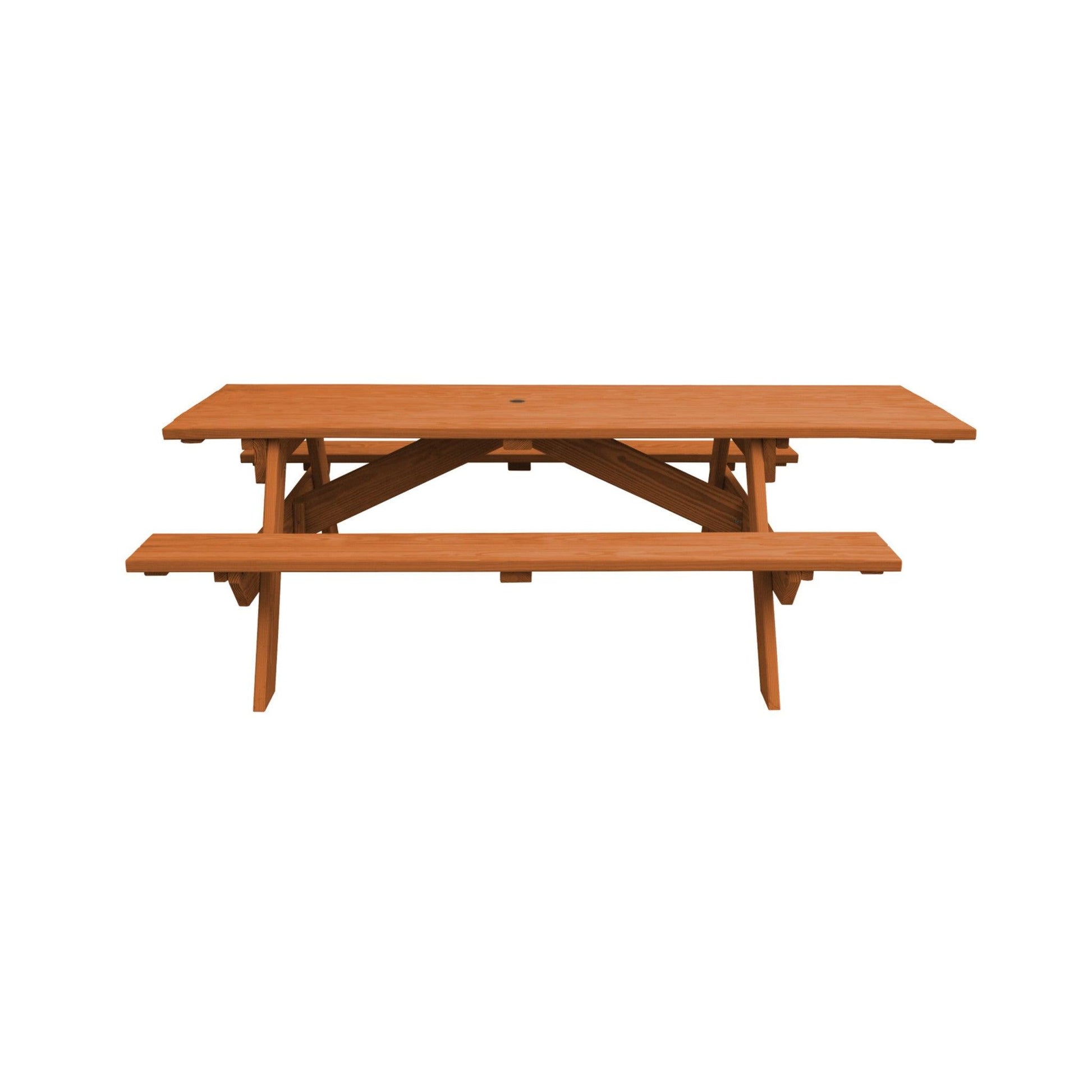Cedar Chest Solid Wood Outdoor Picnic Table Umbrella Hole - FurniFindUSA