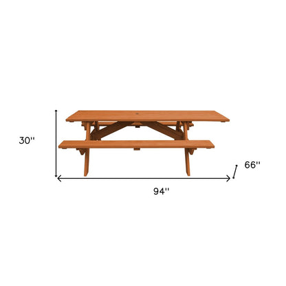 Cedar Chest Solid Wood Outdoor Picnic Table Umbrella Hole HomeRoots
