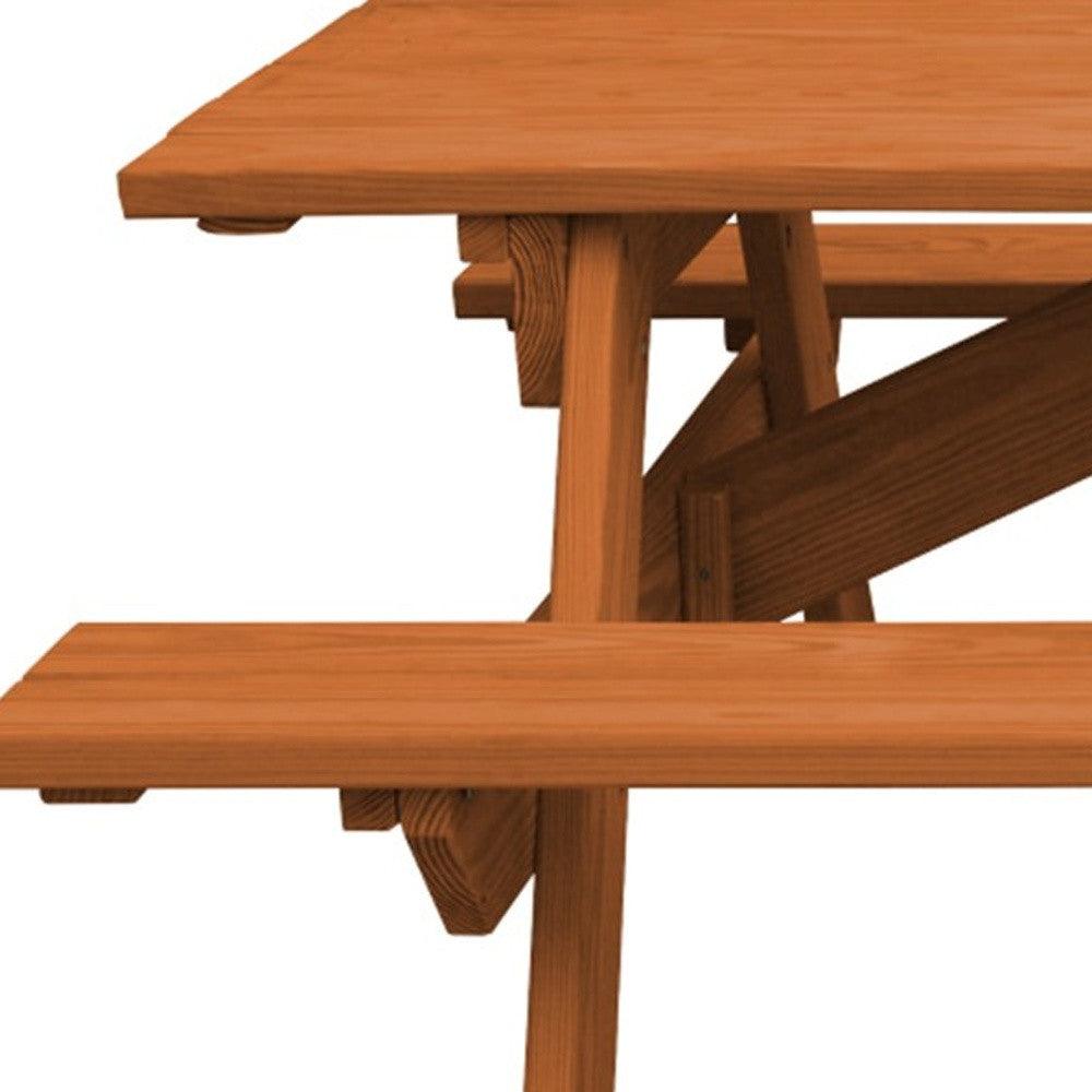 Cedar Chest Solid Wood Outdoor Picnic Table Umbrella Hole - FurniFindUSA