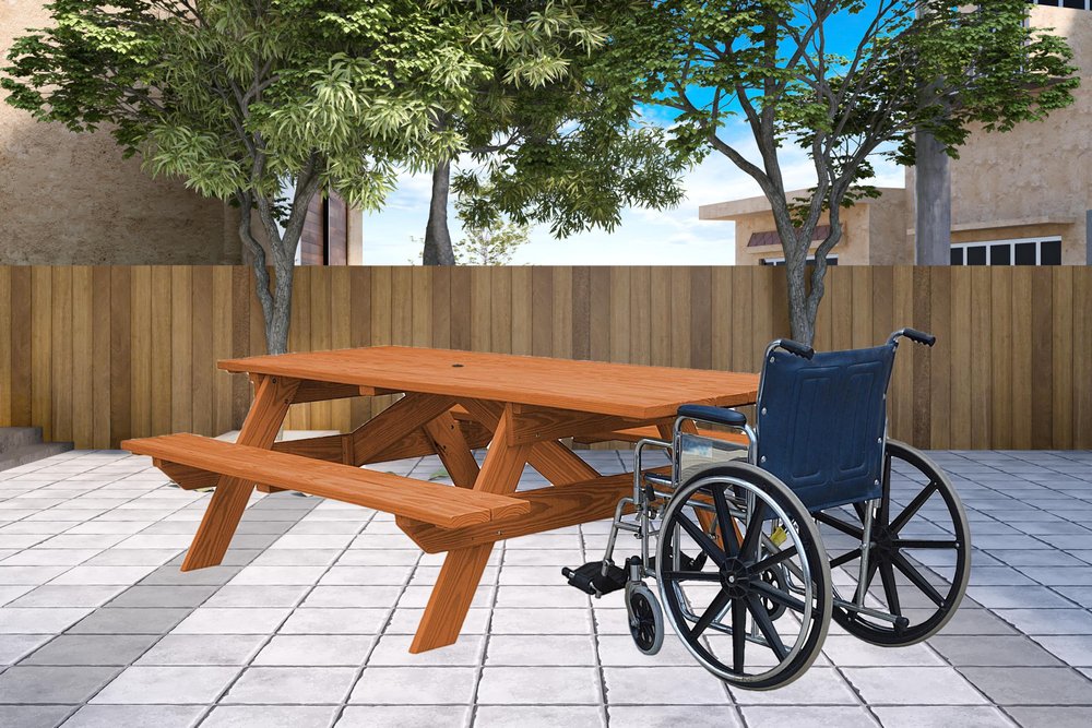 Cedar Chest Solid Wood Outdoor Picnic Table Umbrella Hole HomeRoots