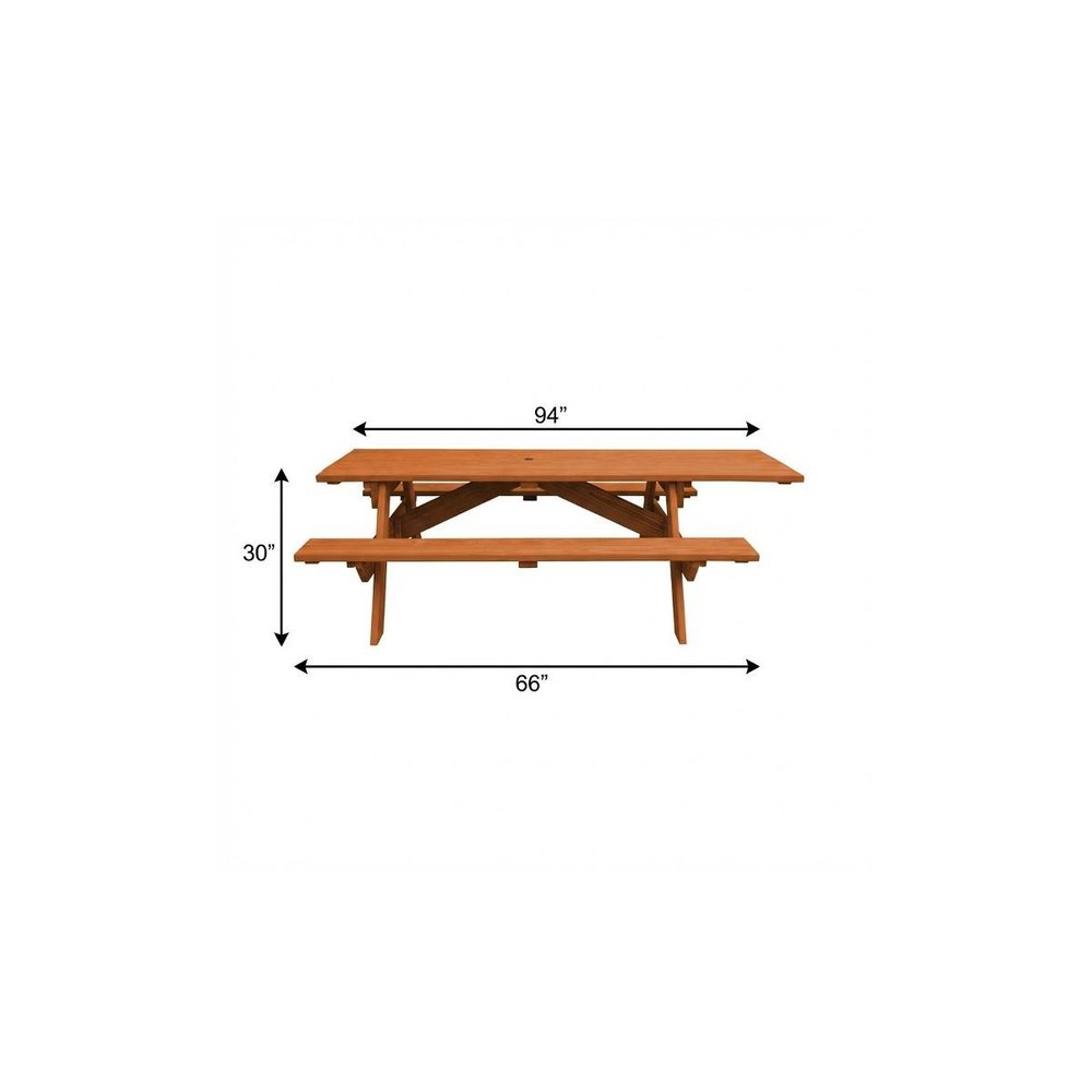 Cedar Chest Solid Wood Outdoor Picnic Table Umbrella Hole HomeRoots