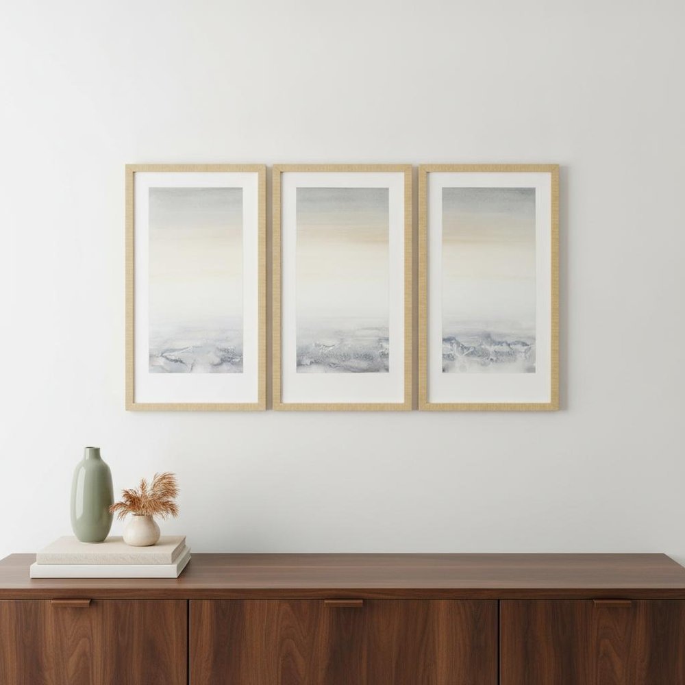 Set Of Three Sable Island Gold Framed Print Wall Art HomeRoots