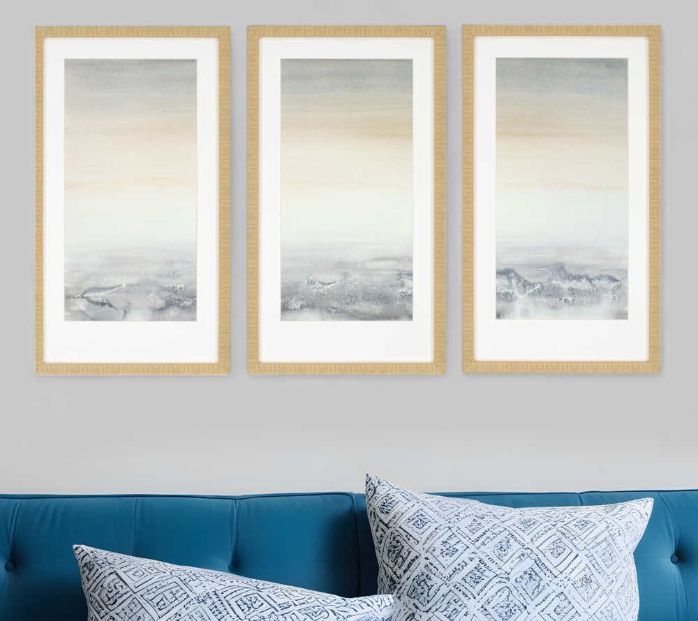 Set Of Three Sable Island Gold Framed Print Wall Art HomeRoots