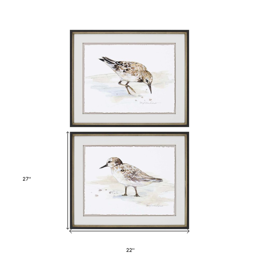 Set Of Two Sandpiper Black Framed Print Wall Art HomeRoots