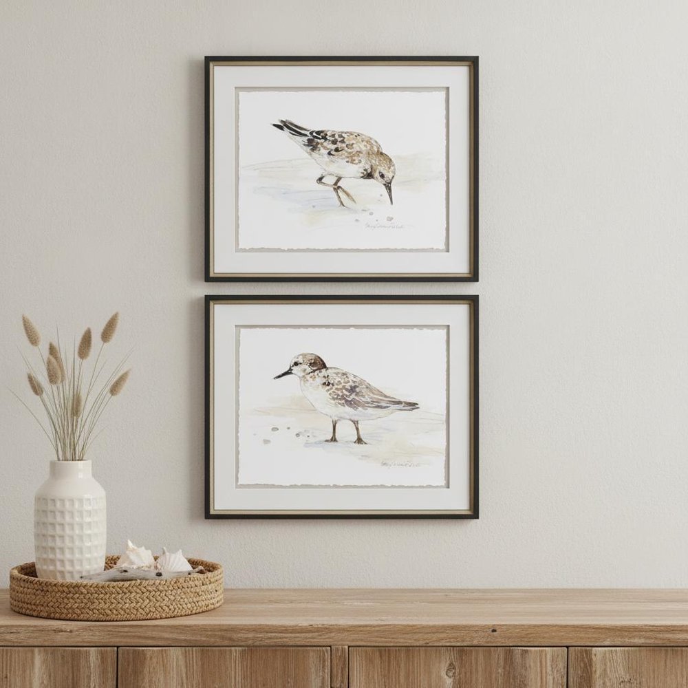 Set Of Two Sandpiper Black Framed Print Wall Art HomeRoots