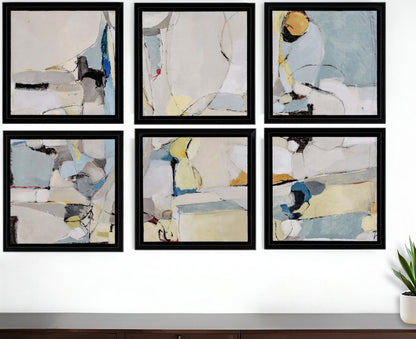 Set of Six Modern Abstract Black Floater Frame Print Wall Art HomeRoots