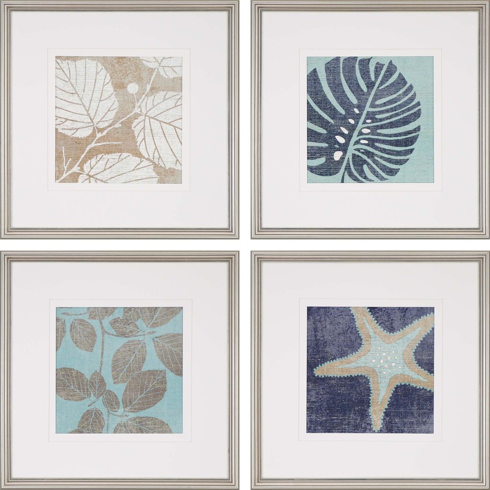 Set Of Four Coastal I Silver Framed Print Wall Art HomeRoots