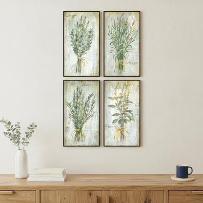 Set Of Four Herbs Black Framed Print Wall Art HomeRoots