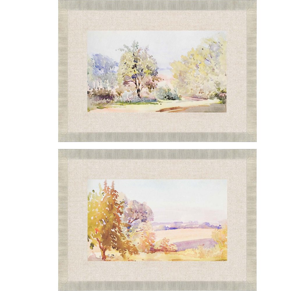 Set Of Two Sunrise Serene Gold Framed Print Wall Art HomeRoots