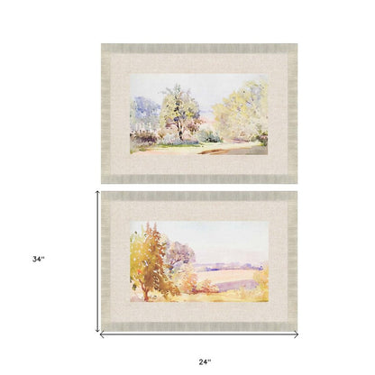 Set Of Two Sunrise Serene Gold Framed Print Wall Art HomeRoots
